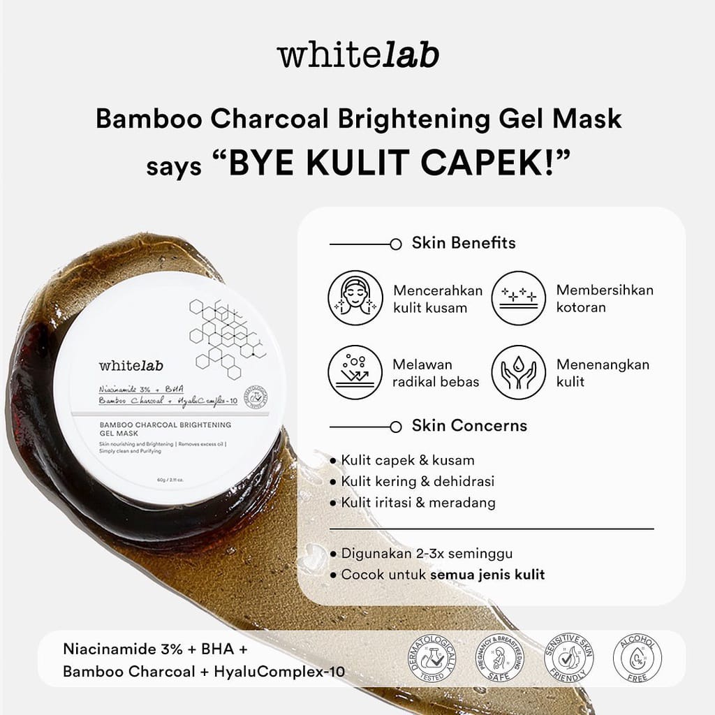 Whitelab Bamboo Charcoal Brightening Gel Mask 60gr