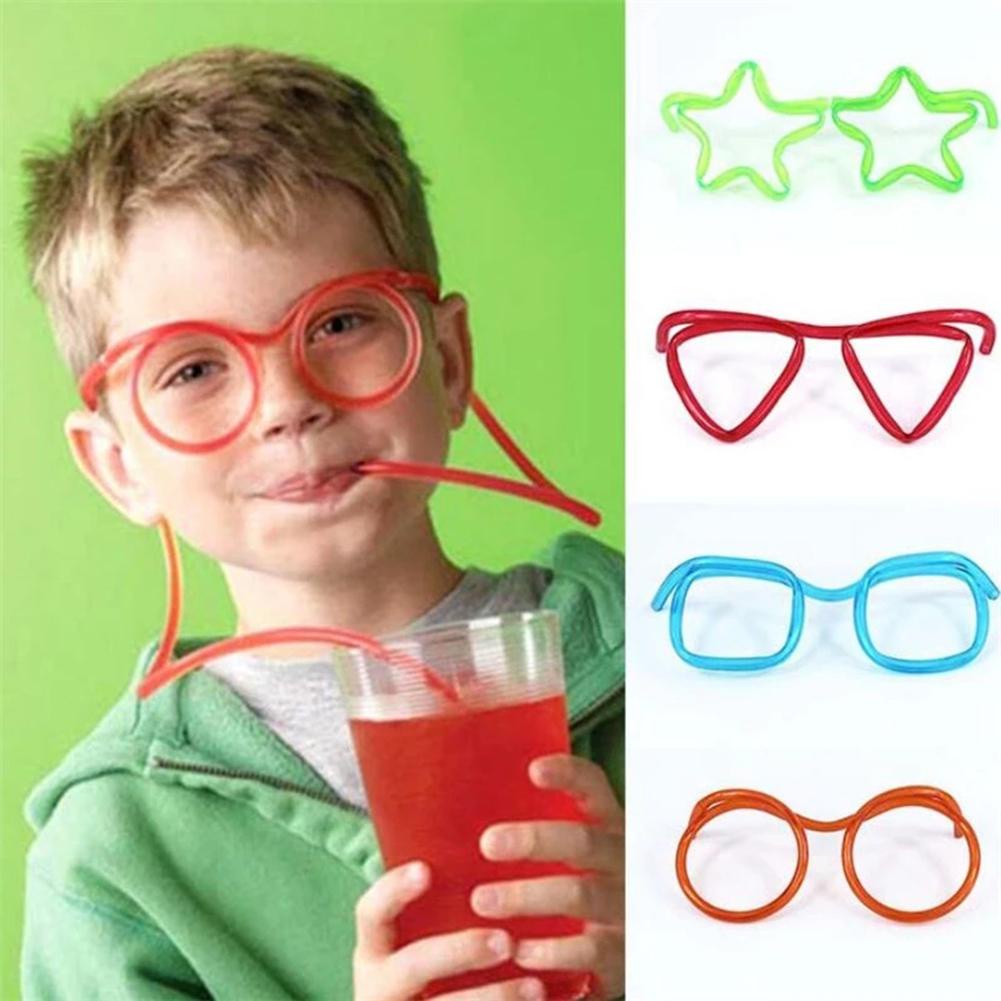 Quinton Straw Glasses Flexible Bar Perlengkapan Mainan Pesta Lelucon Praktis Tabung Minum Anak Bayi Plastik