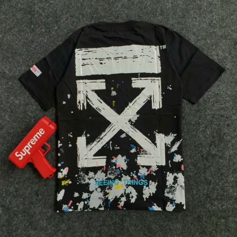 BAJU KAOS PRIA OFF WHITE PAINT TIE DYE. BAHAN ORIGINAL COTTON FULL HASTAG new motif