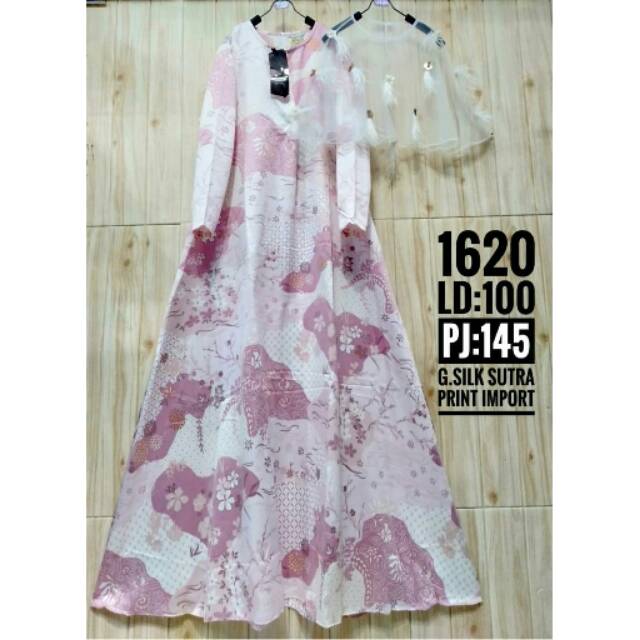 Gamis silk sutra print import