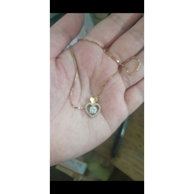 Kalung italy love hati permata putih simpel emas asli 9k 420 42% 42 cm