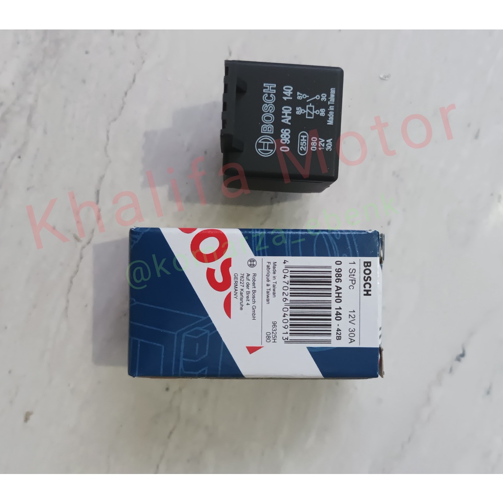 Relay 4 pin kaki Arus DC 12V 30A 0 986 AH0 140 42B Merk Bosch Ori Modul Rangkaian Klakson Lampu AC D