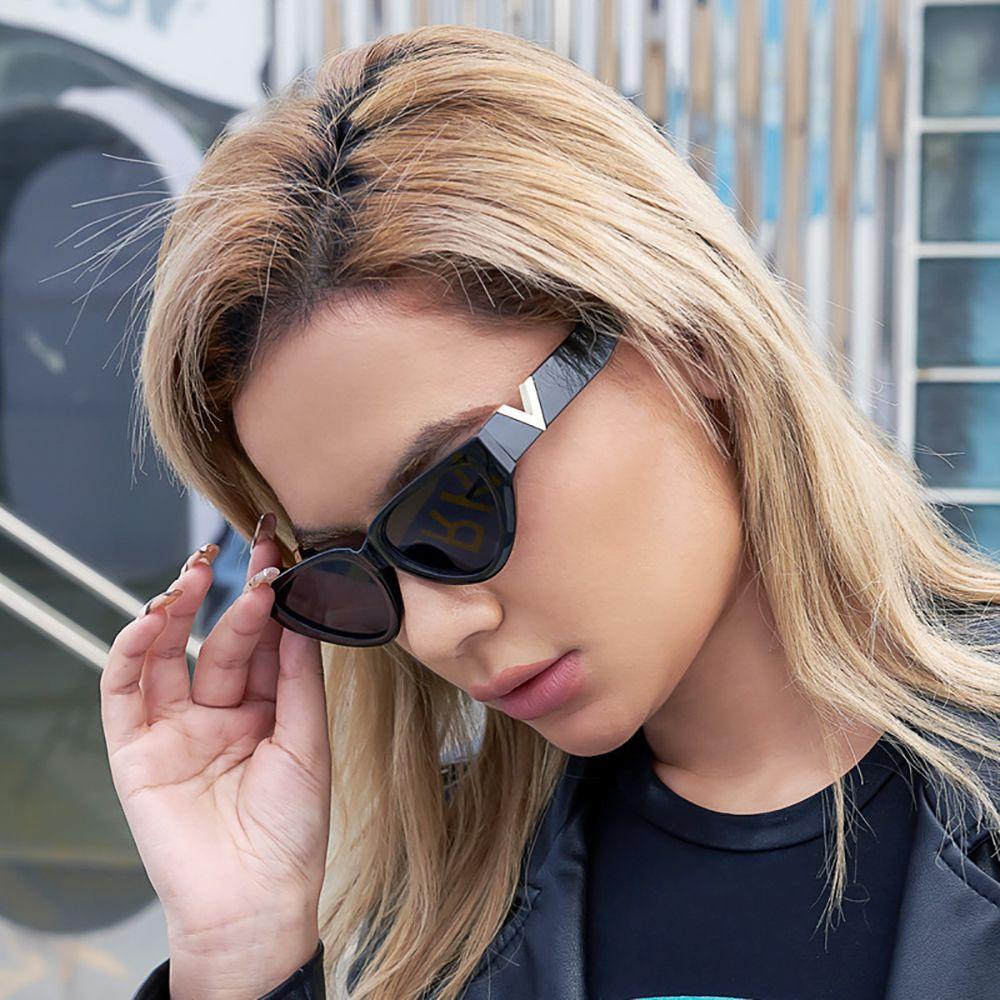 Mxbeauty Kacamata Hitam Mata Kucing Geometris Kacamata Anti Radiasi Kaca Mata Anti Radiasi Untuk Wanita V Huruf Perlindungan UV Protection Glasses Korea Perempuan Pria Wanita Kacamata