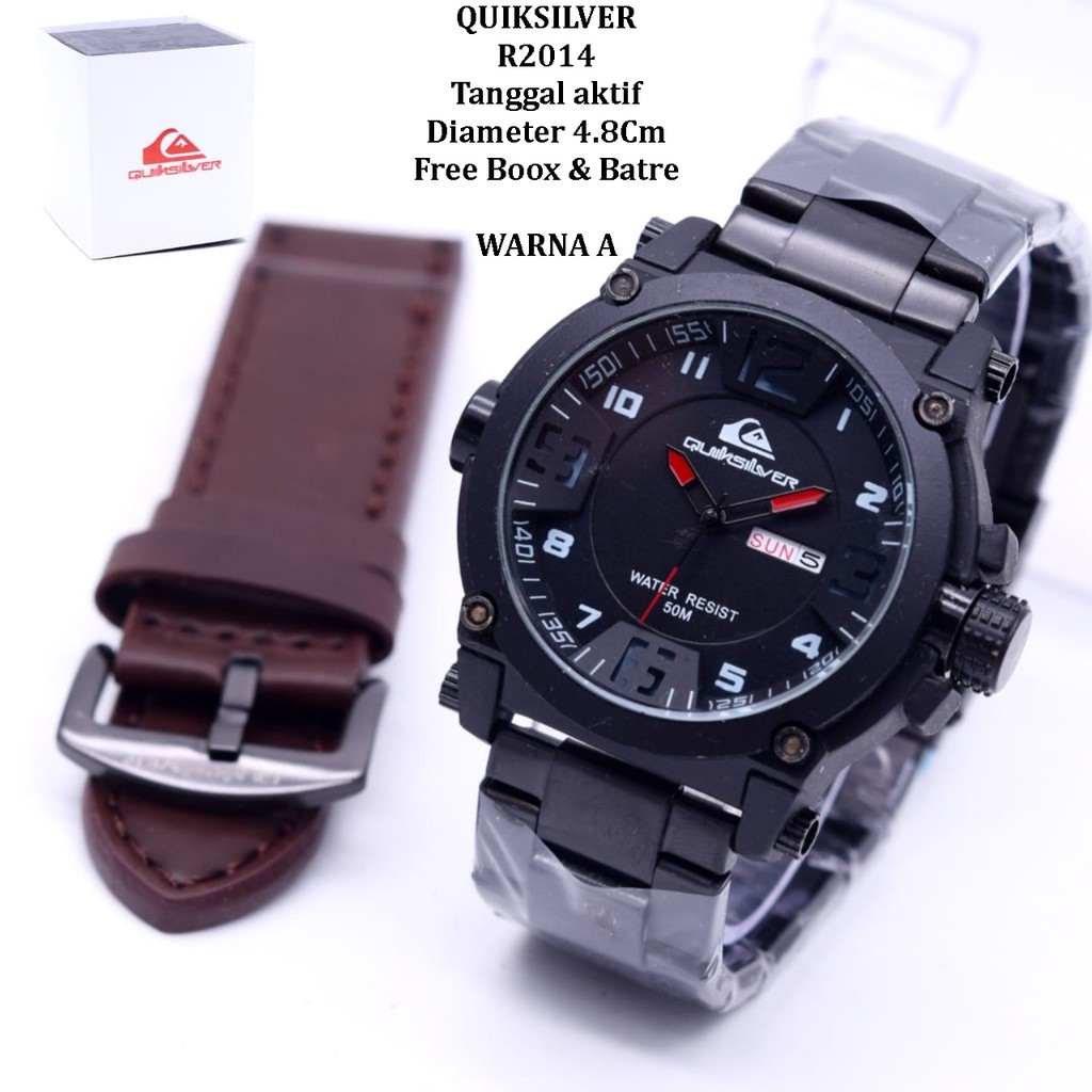 Jam Tangan Pria/Cowok QUIKSILVER R2014 Paket  tanggal aktif tali rantai