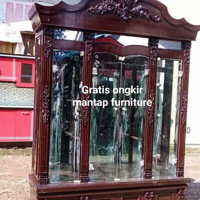 Promo Murah Pajangan/Lemari Hias Kaca 4.Pintu Resin