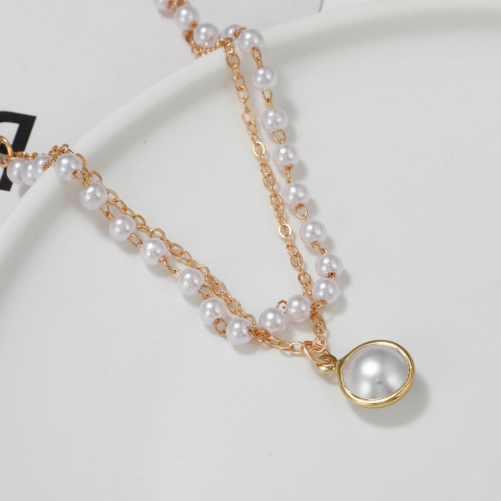 ★ODS★ FA111 gelang Rantai Multilayer  Aksen Mutiara Gaya Korea Retro Untuk Hadiah