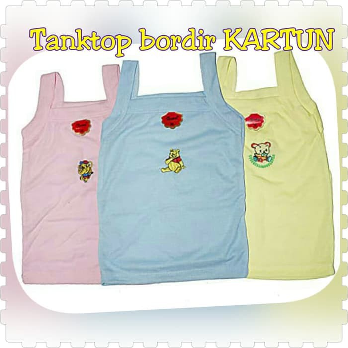 TANKTOP KAOS DALAM ANAK CEWEK MOTIF BORDIR KARTUN