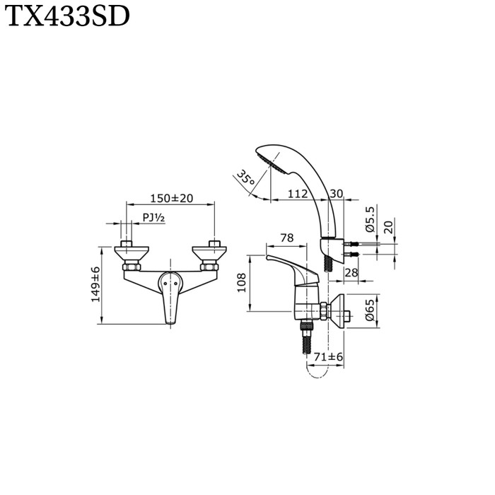 TOTO Kran Shower Mixer Tipe TX433SD KRAN PANAS DINGIN