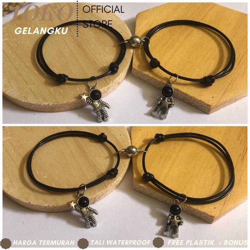 (2 Gelang) Gelang Astronot bintang Magnet Premium / Gelang Tali waterproof Kuat / Gelang wanita pria / Gelang couple sahabat dan pacar / Real Pict