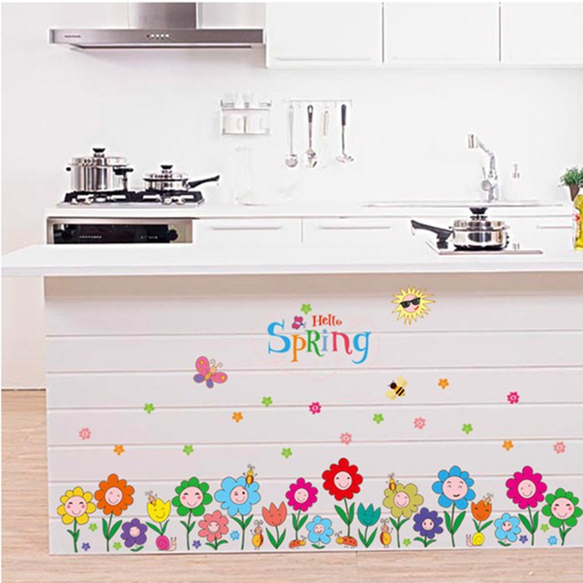 RELIZA WALL STICKER RUMPUT BUNGA MATAHARI SMILE ANAK SUN FLOWER STIKER DINDING SK7079