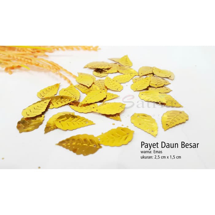 Payet / Manik Daun 2,5 cm Emas (450gr) Daun Besar - A1 Emas