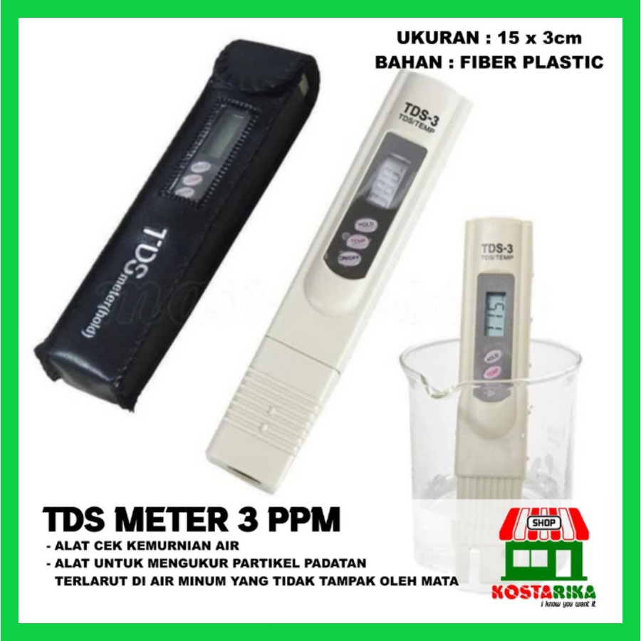Jual TDS Meter 3 Alat Ukur Kualitas Air TDS 3 Meter Ppm Temp | Shopee ...