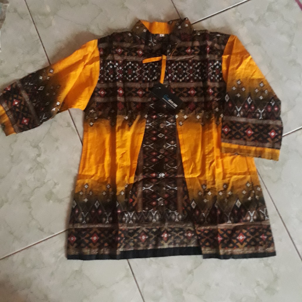 Trolistore Grosir Kemeja Batik Pria Cowok Goe Lengan Pendek Toska Ungu