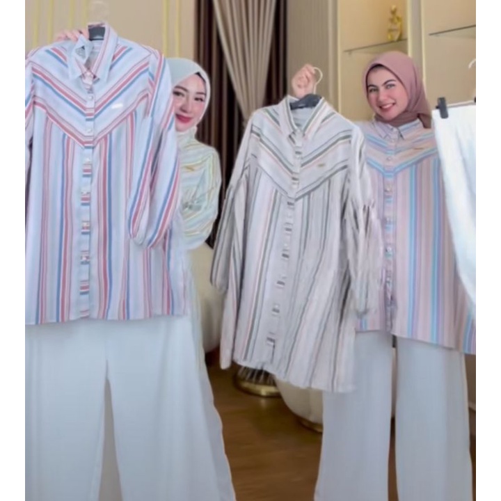 ShellaSaukia One Set Putih Salur ShellaSaukia