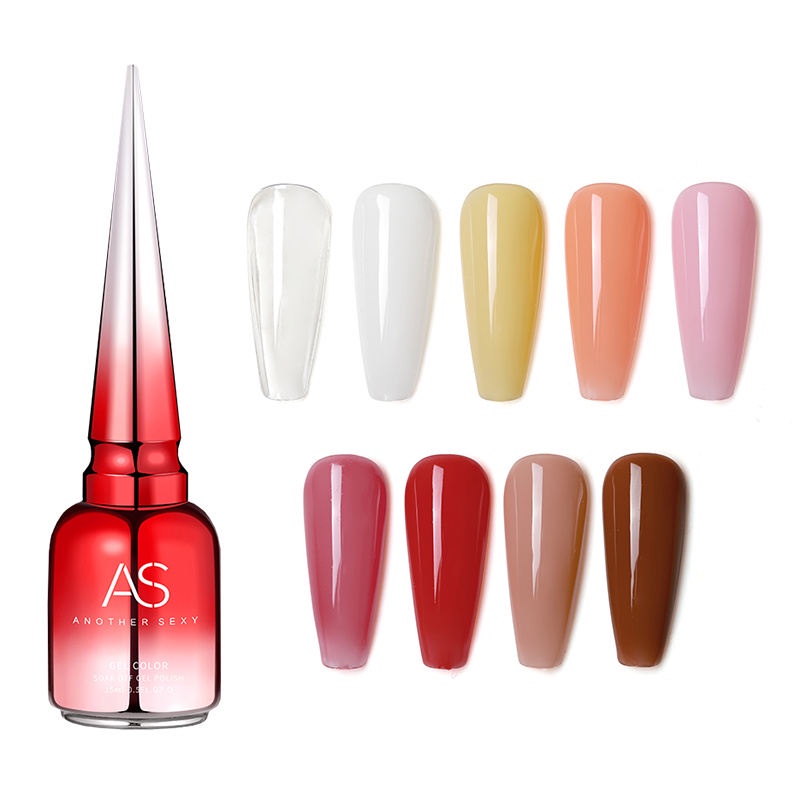 AS Strong Rubber Base Coat 2 in 1 Base Coat + Colors Gel 15ml Soak Off UV Gel Polish