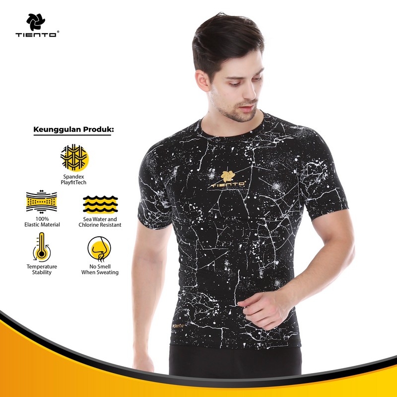 Tiento Baju Kaos Sport Lengan Pendek Ketat Base layer