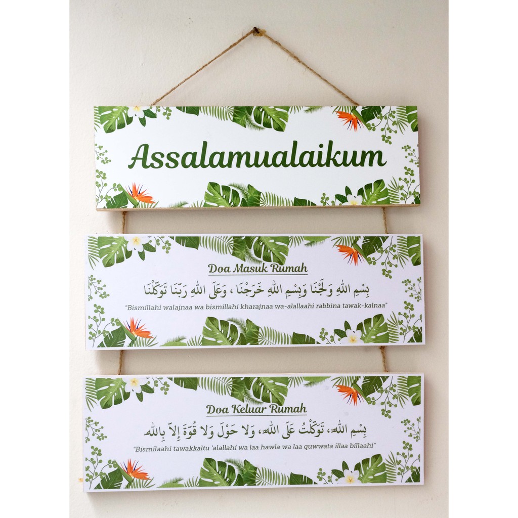 Hiasan Dinding Wooden Poster Papan Assalamualaikum Doa Masuk Rumah Dan 