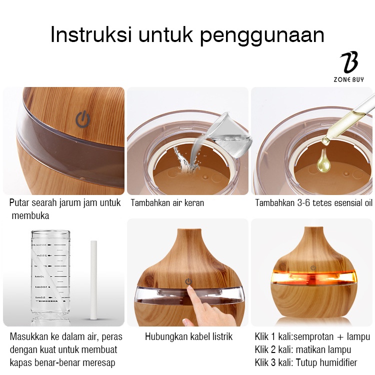 100% ORI Humidifier Diffuser Aroma Diffuser 300ML Oil Diffuser Aroma Terapi Pengharum Ruangan-3