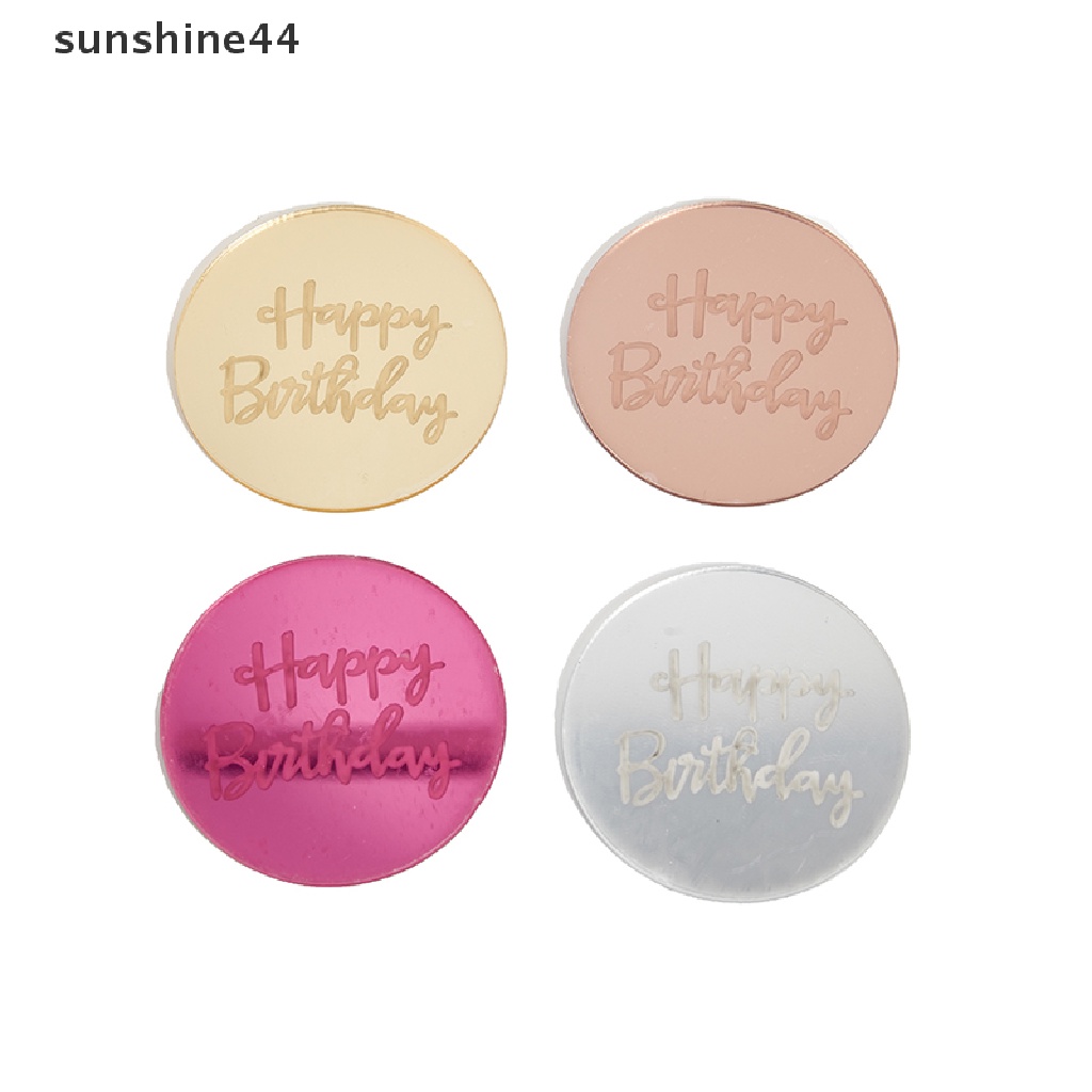 Sunshine 10pcs Topper Kue Ulang Tahun Bentuk Lingkaran Bahan Akrilik Warna Rose Gold