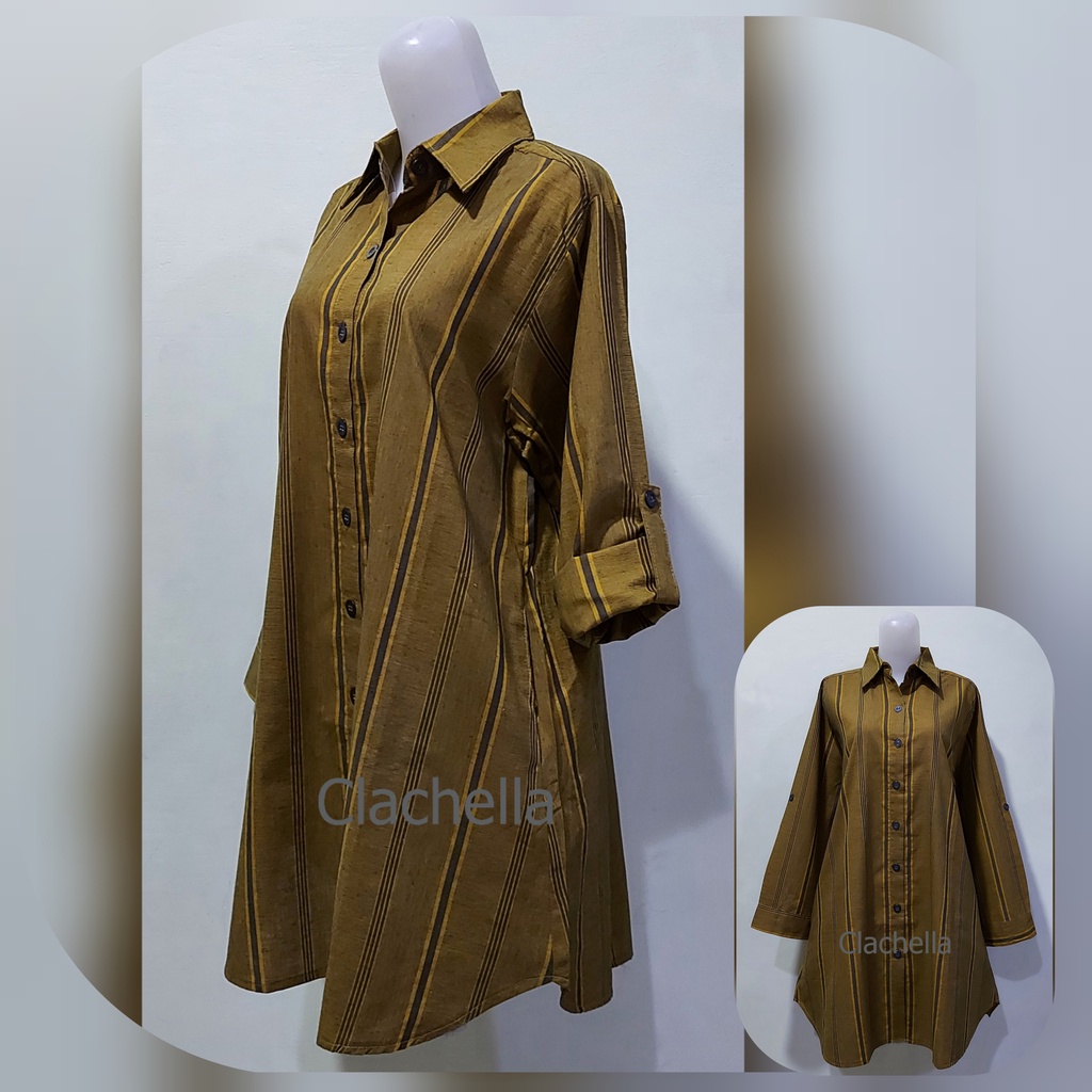 FB Shop Baju Tunik Kemeja Motif Salur, Baju Atasan Wanita T848021
