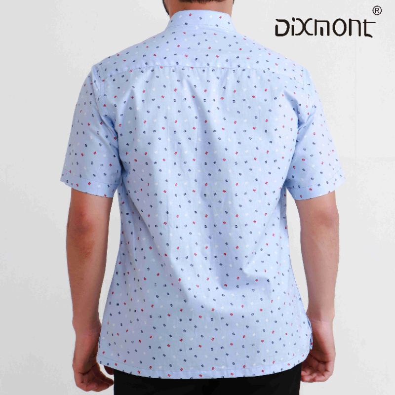 Dixmont Kemeja Pria Basic Formal Motif Lengan Pendek Hem MS03521