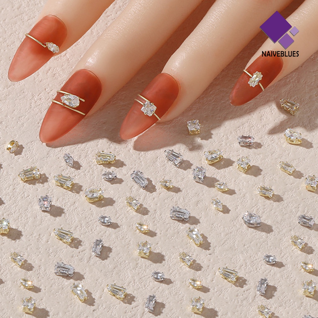 Naiveblue &gt; 1 Kantong Berlian Imitasi Bentuk Asimetris 3D Untuk Dekorasi Nail Art