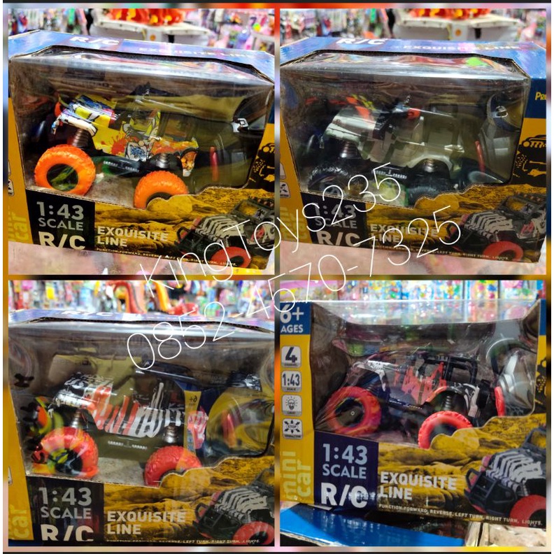 Mainan Anak Mobil Remote Bonus Batrai Remot Jeep Ukuran Kecil Roda RC Besar Karet Kontrol Control Po