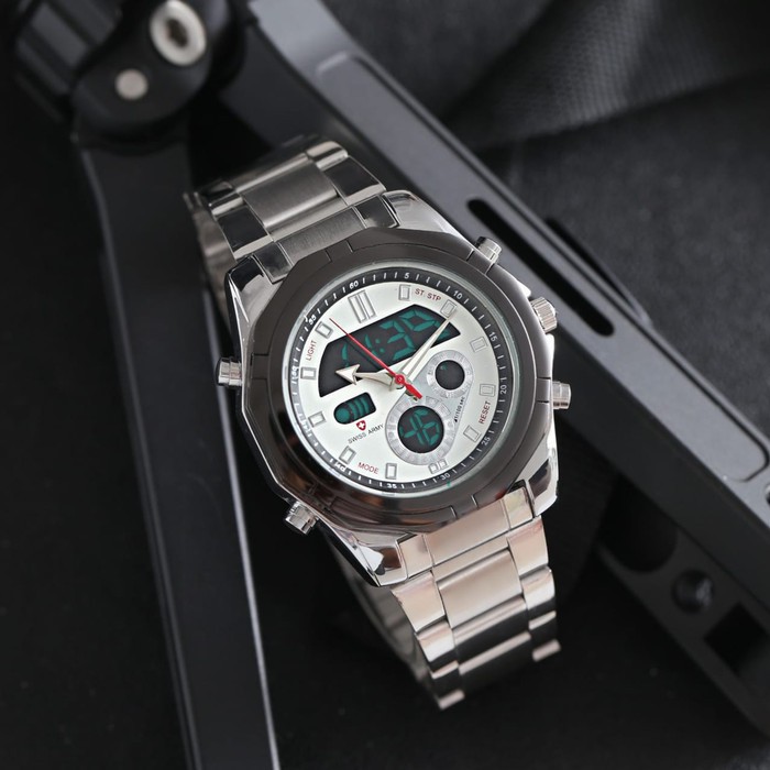 JAM TANGAN PRIA | SA DUAL TIME RANTAI TANGGAL AKTIF