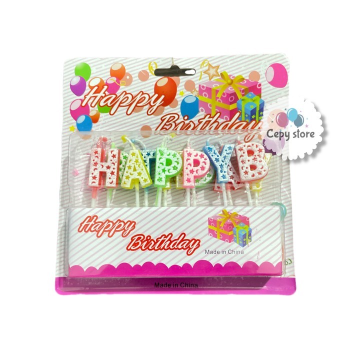 Lilin Happy Birthday / Lilin Happy Birthday Motif Bulan Bintang