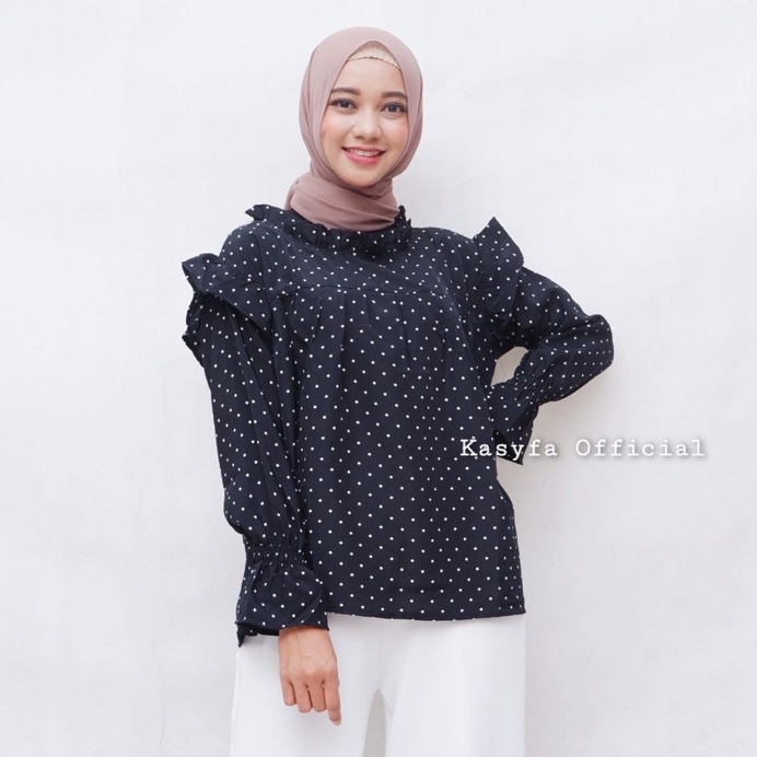 BLOUSE POLKADOT RUFFLE // VINO BLOUSE POLKADOT REMPEL