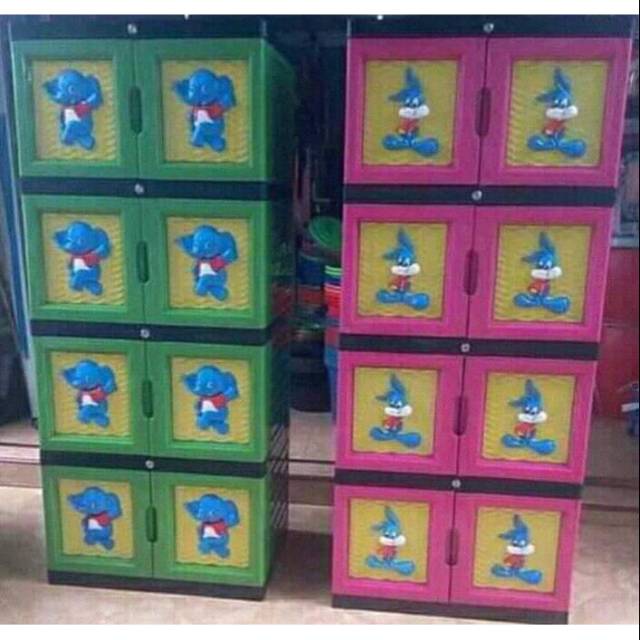 Lemari plastik karakter jumbo 4 susun / lemari plastik anak