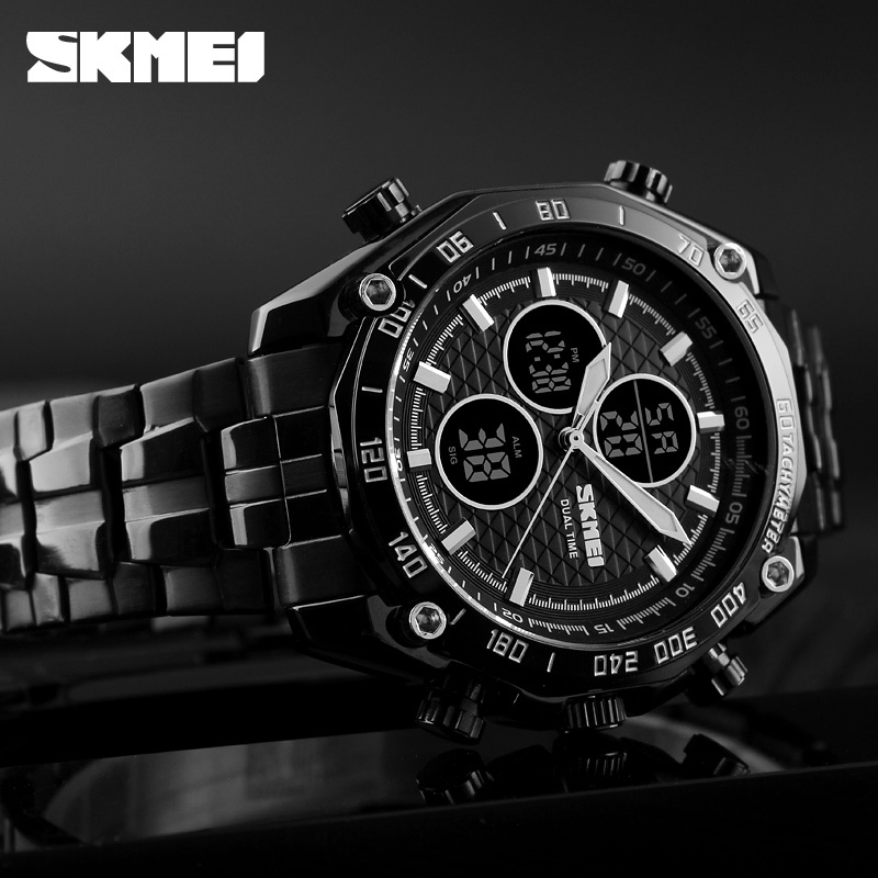 SKMEI 1302 Jam Tangan Pria Digital Analog Tali Stenlis WATCHKITE WKOS