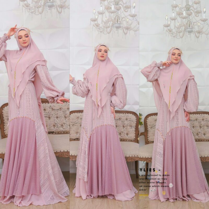 [MUSTBE HIJAB SYARI] GAMIS SYARI TERBARU / DRESS SET PRINTING " AMARYLLIES SET " BY MUSTBE HIJAB