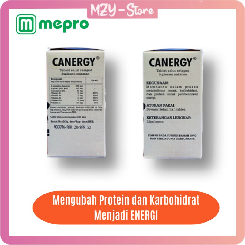 Canergy Membantu Melangsingkan Mengubah Karbohidrat dan Protein Menjadi Energi Isi 15 Tablet Canergy