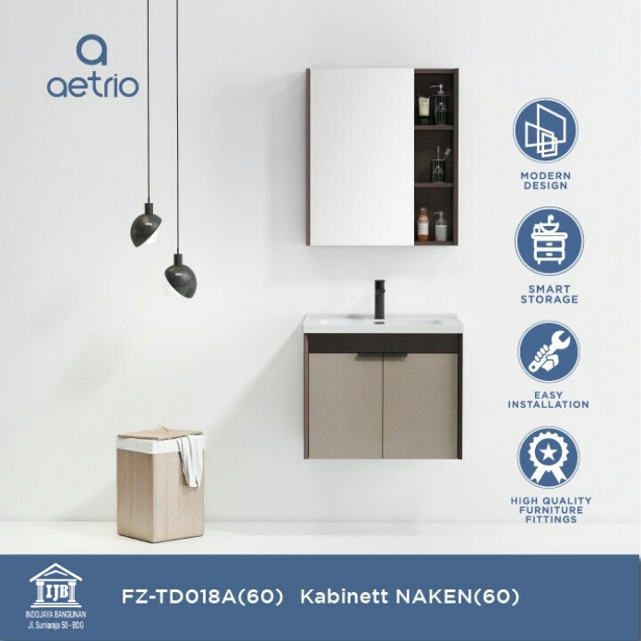Kabinet Wastafel Aetrio Bathroom Cabinet 59 x 47 Cm Coklat
