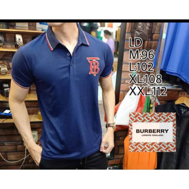 Kaos kerah import burberry navi