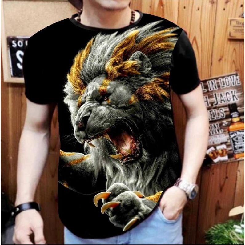 NEL-FASHION LENGAN PENDEK KAOS DISTRO/KAOS TS-SHIRT/KAOS PRIA LION EMAS