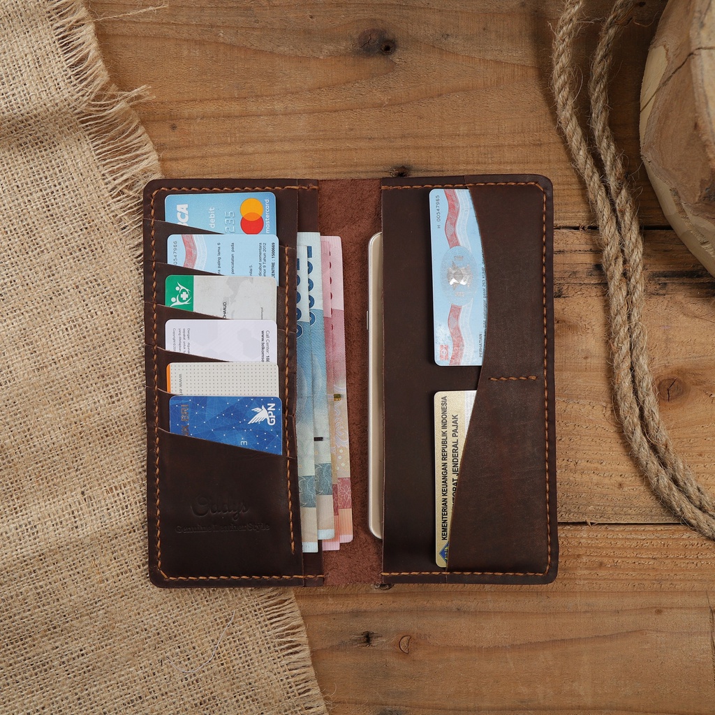 Dompet Panjang Kulit Asli Crazy Horse Seri ARCHER in ALL COLORS - Genuine Leather Phone Wallet