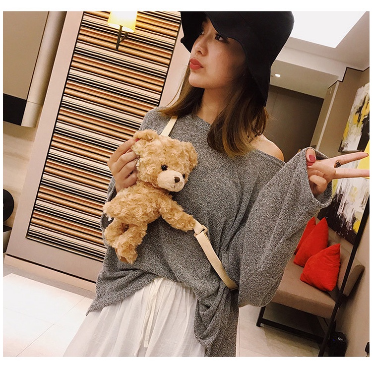 T&amp;Y Tas Boneka Beruang Selempang Fashion Dewasa &amp; Anak Karakter Bulu Teddy Bear Premium Cute