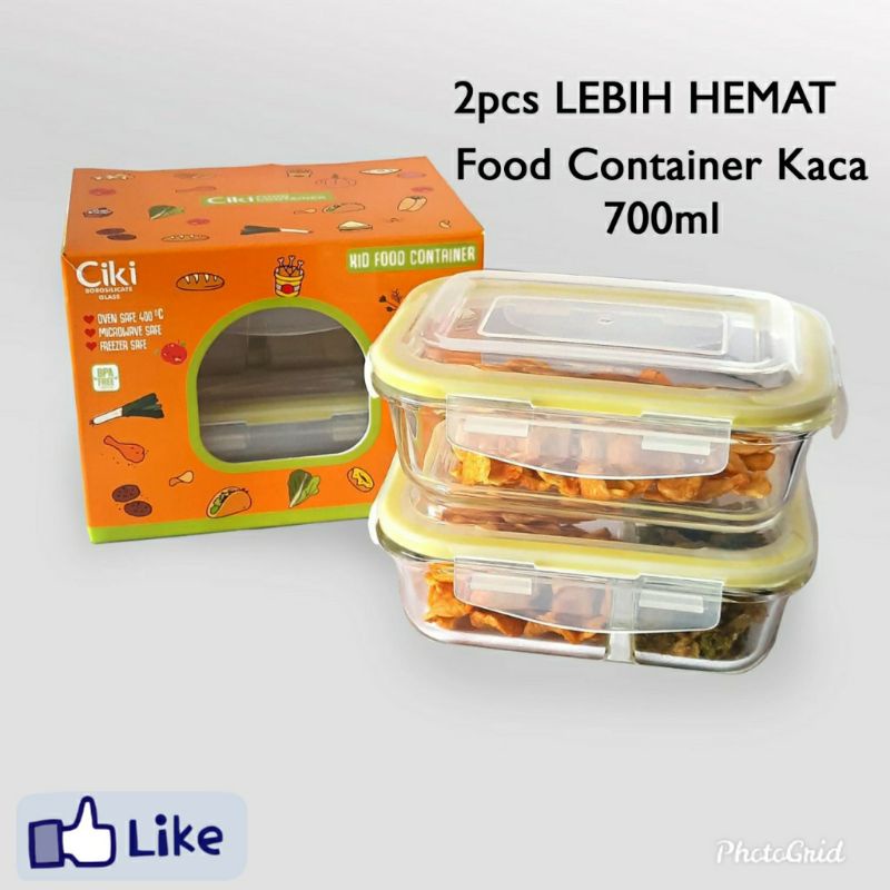 Diskon [new] Ciki Food Container 650ml. Kotak Makan / Bekal Bahan Kaca dxbn1eTeDnea6l