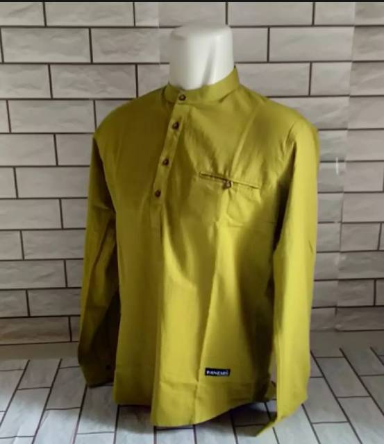 BEST Kemeja Koko Pria Warna Hijau Lemon - kemeja koko pria lengan panjang