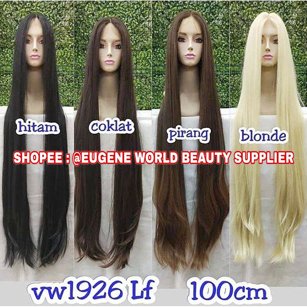 FRONT LACE WIG LACE DEPAN WIG WANITA 100CM 1 METER PANJANG LURUS NATURAL ALAMI WIG KOREA1926