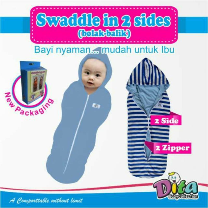 SNI bedong instan Bolak Balik salur Dita Moons Care swaddle in 2 sides Murah Bedong instan DITA