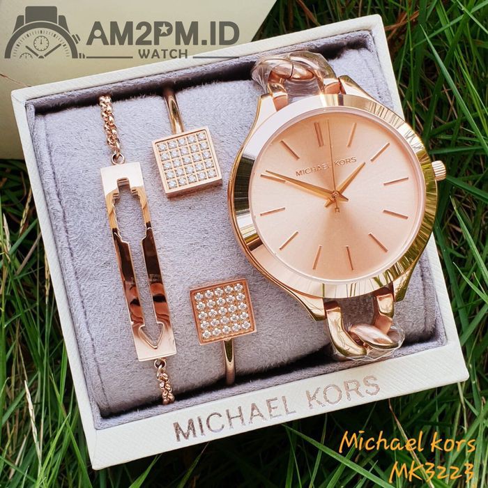 Suplier Set Gelang + Jam Michael K*rs Slim Runway Twist MK3223 Ori B*