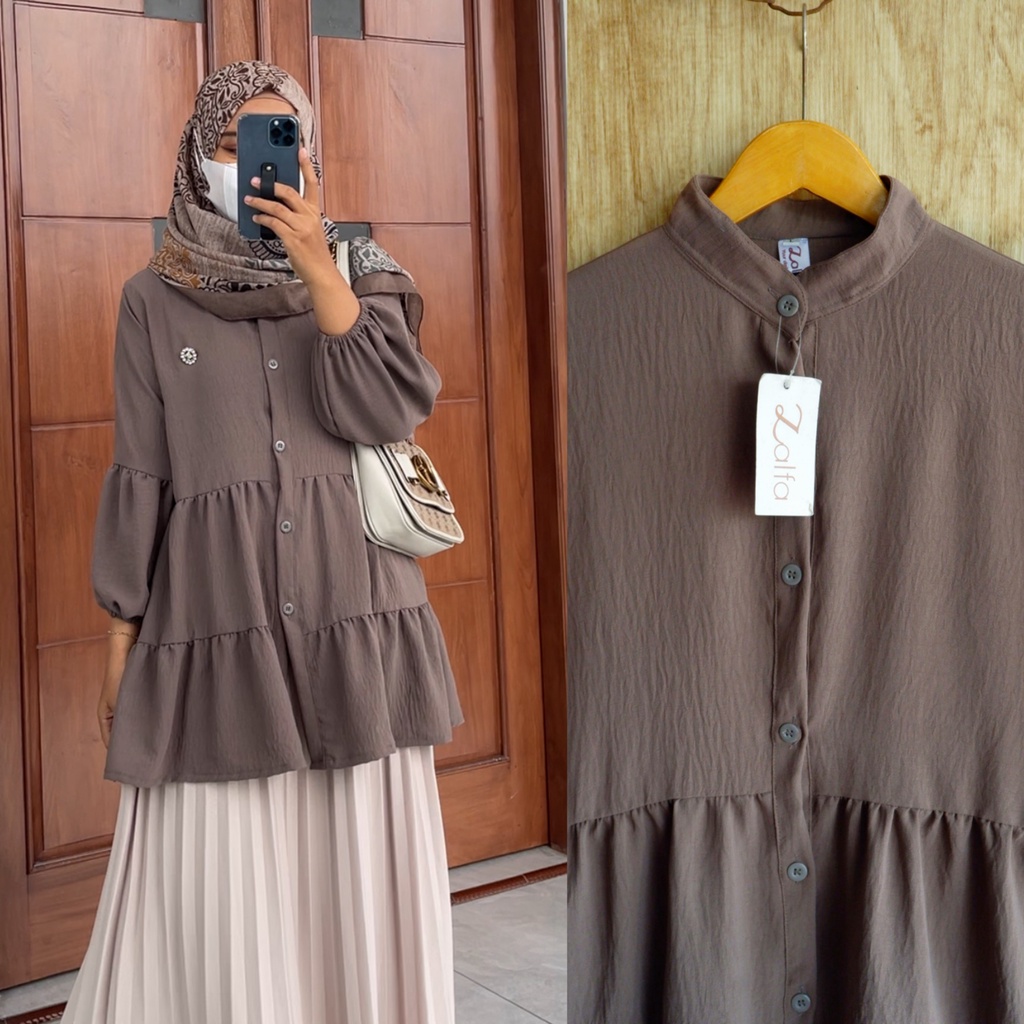 NOURA blouse by ZALFA OUTFIT / blouse polos / blouse crincle