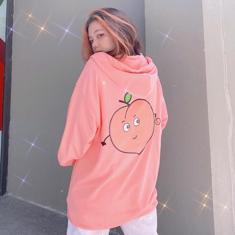 Zip Hoodie AVOCADO PEACHY (S - 6XL) Jaket Resleting Korean Cute Urban Style Harajuku Green Matcha Pink Peach Jumper Couple