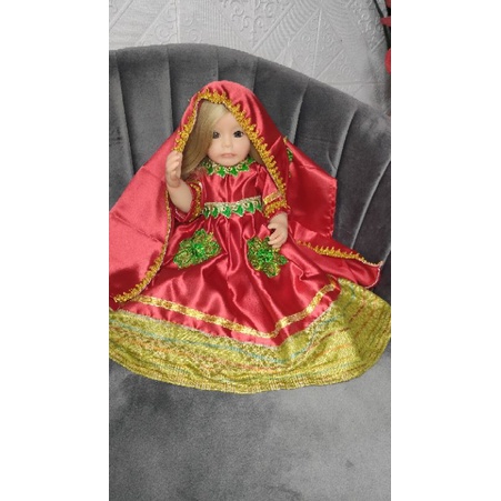 baju boneka reborn, lukthep baju model India merah
