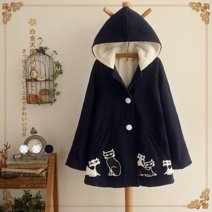 Sitting Cat Coat Jaket Lucu Kawaii Kucing Harajuku