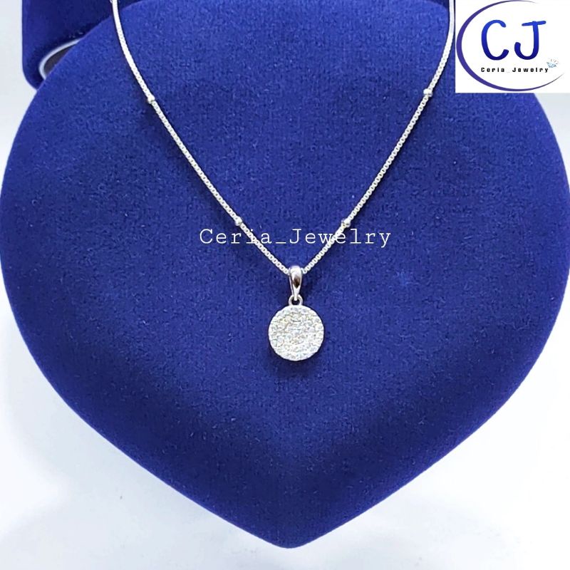 KALUNG PERAK WANITA SILVER ASLI 925 LAPIS EMAS PUTIH LIONTIN BULAT - PERAK ASLI 925 ANTI KARAT