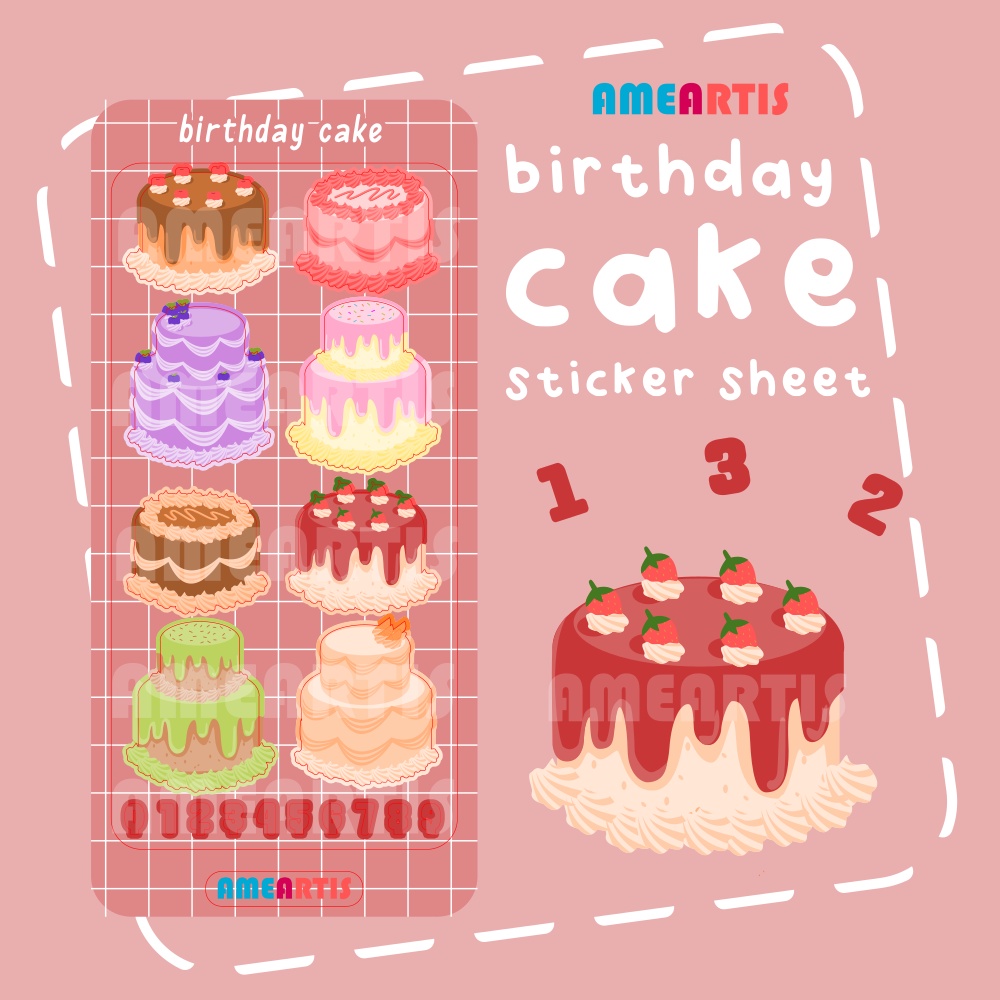 

Ameartis Birthday Cake Sticker Sheet